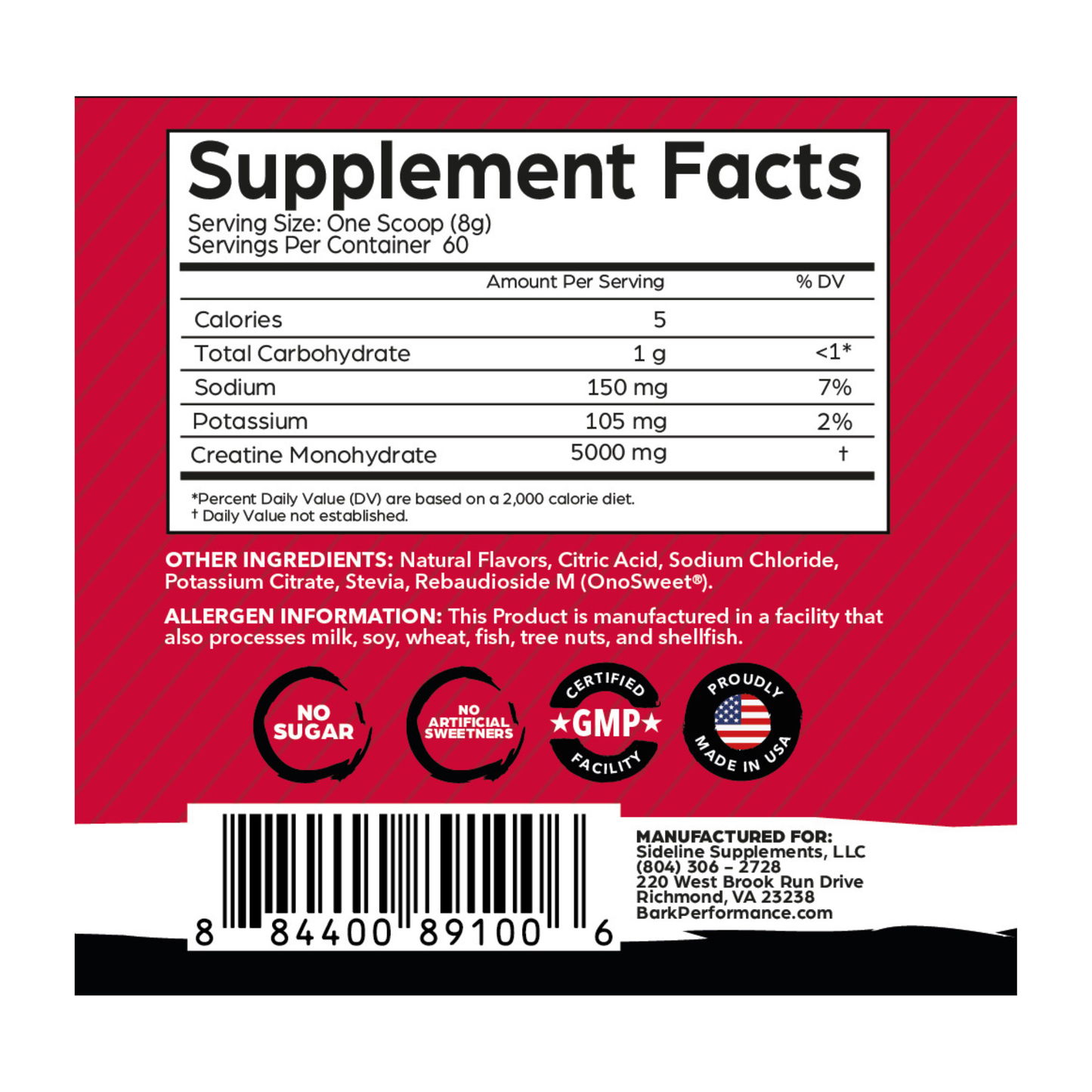 BARK Creatine+ | Strawberry Lemonade | Creatine + Electrolytes | 60 Servings